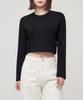 MUSINSA STANDARD WOMAN Women'S Crew Neck Crop Long Sleeve T-Shirt [Black]