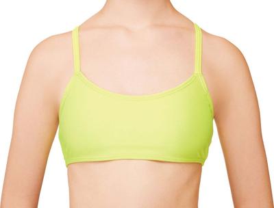 Rhythmic Gymnastics Bra Top with Cup Pockets, Luminous Yellow, LMY S 7055, Available In Junior To Adult Sizes