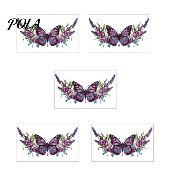 5 Sheets Colorful Butterfly Flower Tattoo Stickers, Waterproof Temporary Body Art, Hypoallergenic Floral Chest Back Decals for Women Girls