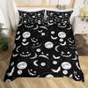 Spooky Dark Bats Duvet Cover Halloween Decoration Glitter Stars Moon Galaxy Bedding Set Cartoon Bat Gothic Comforter Cover Queen