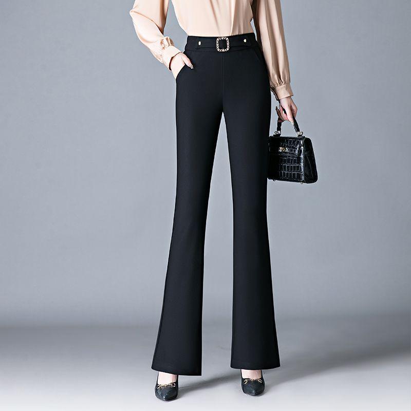 

Women s High-Waist Micro-Flare Pants - Autumn/Winter 2025, Slim-Fit, Elastic Waist, Body-Shaping, Straight Leg. L for 50-55 kg