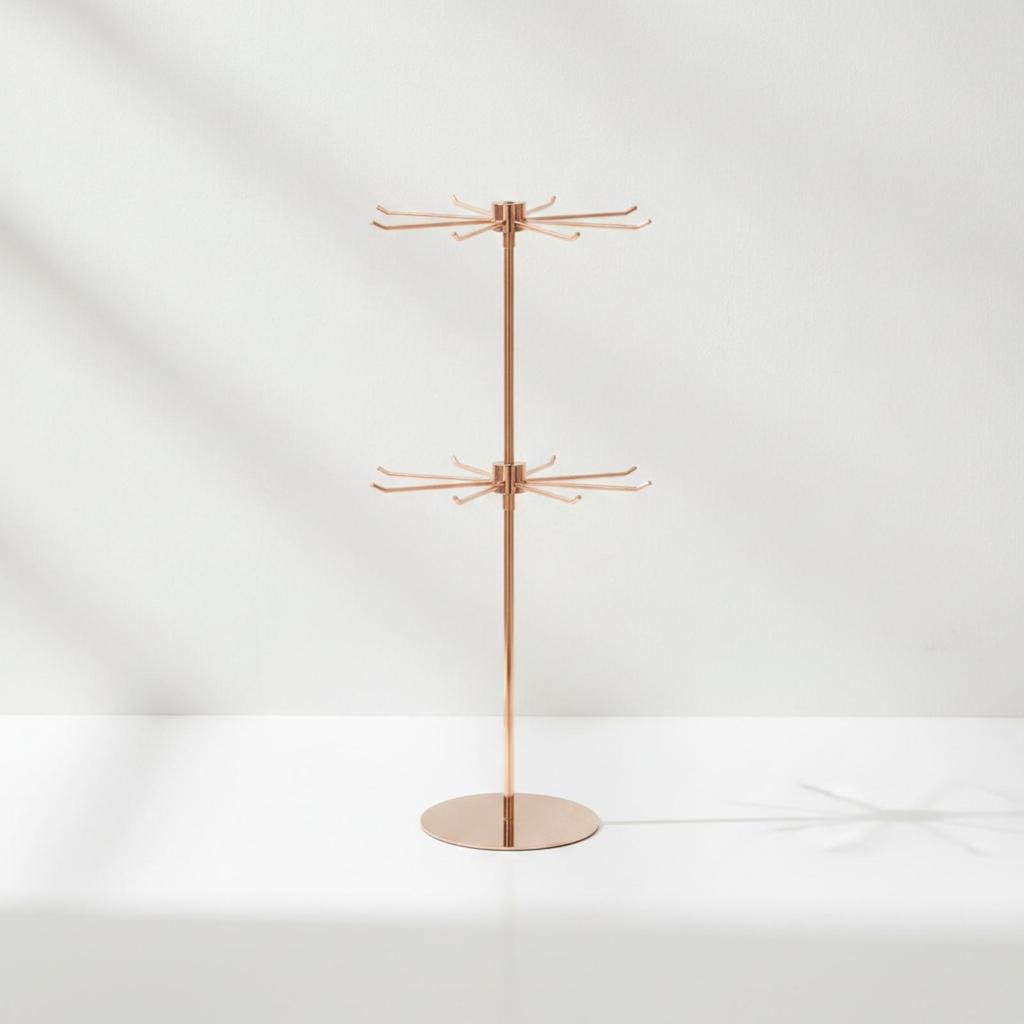 Tangletangle-Resistant Rotating Jewelry Organizer Rose Gold Display
