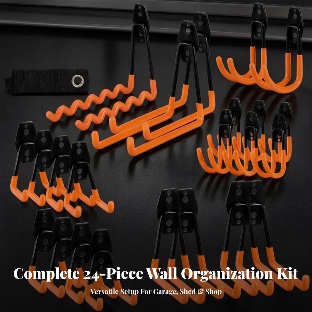 24 Pieces Steel Tool Hooks Long-Lasting for Workshop, Gardeners