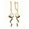 1 Pair Vintage Bohemian Style Black Zircon Snake Drop Earrings For Women Gold Color Vintage Animal Daily Punk Jewelry