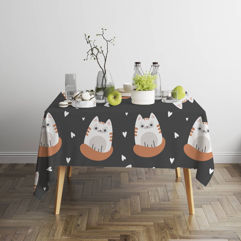 Cute Cartoon (Dinosaur/Cat/Rabbit) Elegant Rectangle Tablecloth - Easy Care For Weddings, Banquets & Formal Events