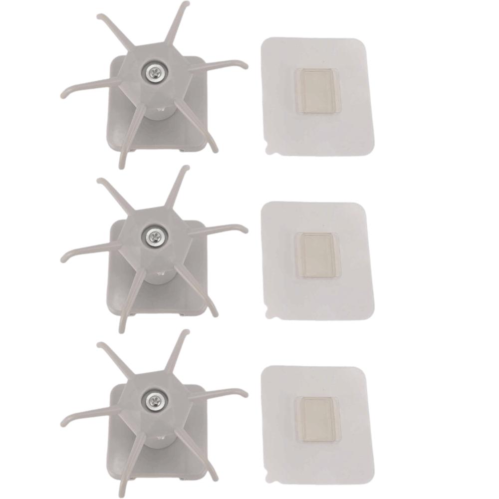 3pcs Strong Bearing Kitchen Utensil Hooks 360 Degree Rotation Adhesive Hanging Rack  For Kitchen