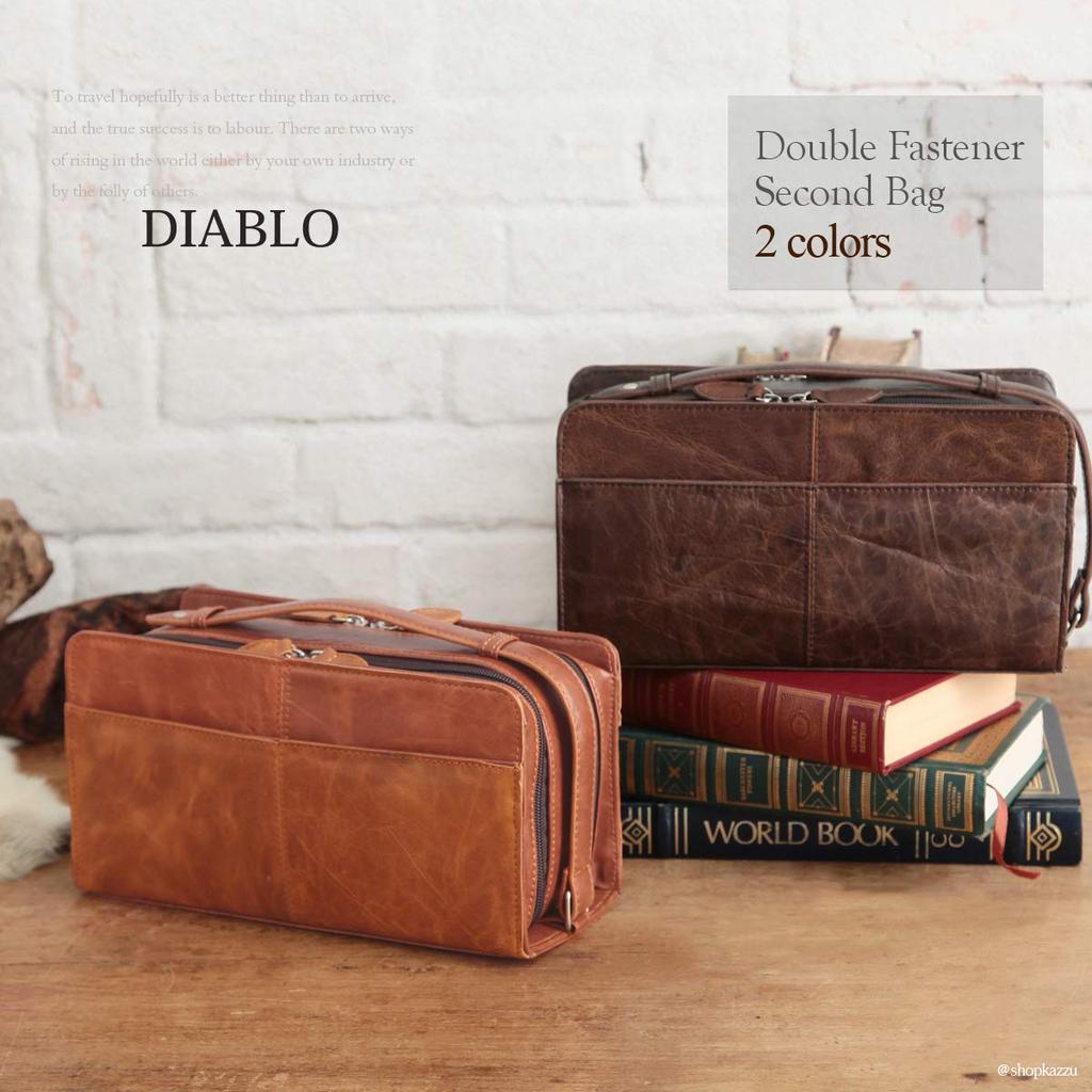 DIABLO Second Bag for Genuine Clutch Adult [Diablo] Men, Leather, Bag, Handbag, Brand, (KA-2504 (Camel))