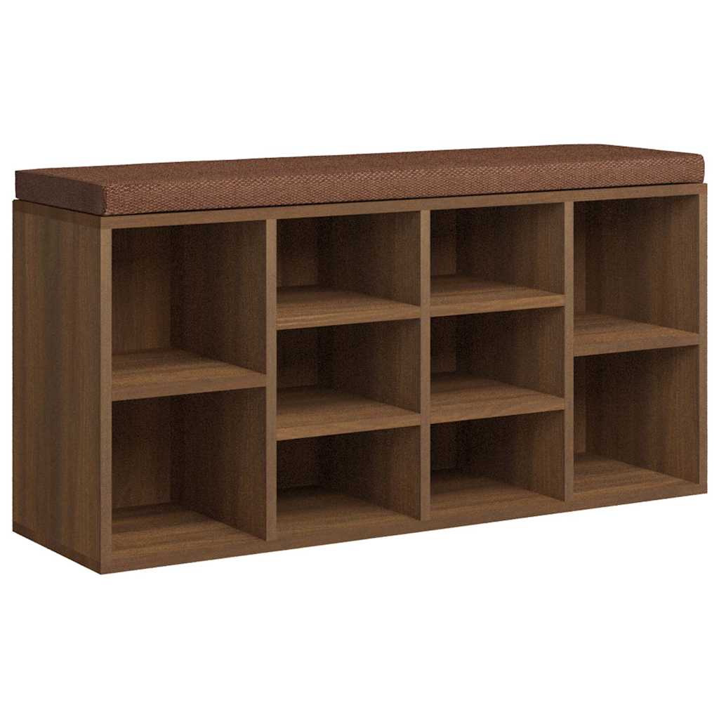 Shoe Bench Brown Oak Effect 103x30x48 cm Engineered Wood