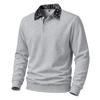 Mens Paisley Pattern Fleece Long Sleeve Polo Shirt American High Street Style