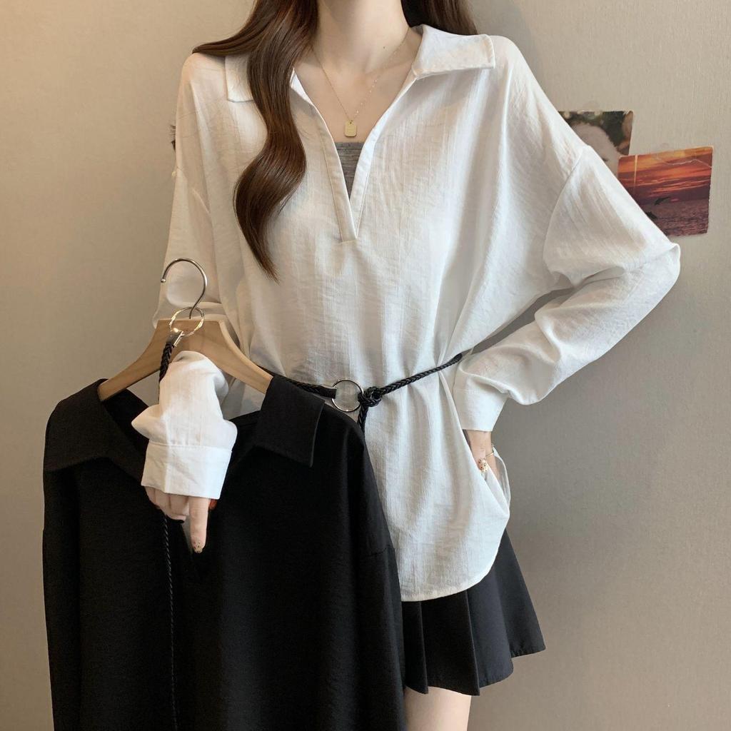 Plus Size V-neck Long Sleeve Slimming Top for Women - Autumn Collection