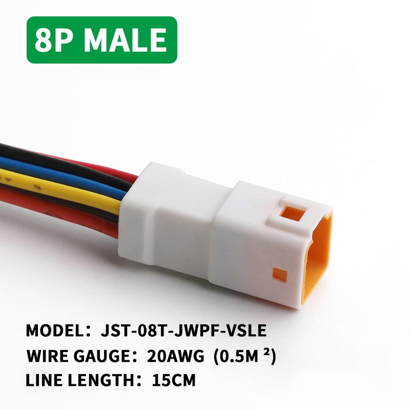 5/20/100sets Waterproof Jst Connector 2p/3p/4p/6p/8p Connector Plug Socket With 20awg/0.5m ² Wire Harness 02t/02r/03t/03r