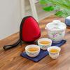 Set da Tè Kung Fu Cinese Set Teiera Portatile in Ceramica Tazze da Tè Gaiwan da Viaggio Tazza da Tè Cerimonia del Tè Tazza da Tè Bel Regalo con Borsa da Viaggio