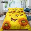 Sunflower Duvet Cover Set Queen Set Milk Cow Comforter Cover Black White Abstract Bedding Set Plant Leaf Polyester Quilt Cover