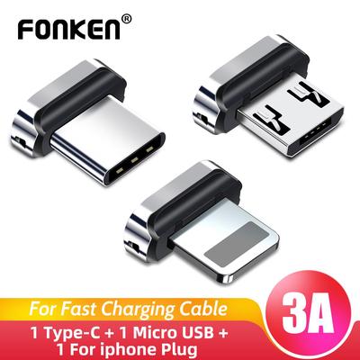 FONKEN Wtyczka typu C Adapter wtyczki ładowarki Micro USB Złącze kabla magnetycznego 8-pinowa wtyczka do iPhone'a