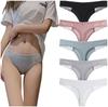 VATEIS Cute Solid Ribbed Sporty LL Women's T-Back Panties, Lace, Cotton, Color, Knit, Stretchy, Low-Rise, Simple, (5-Pack, Size)