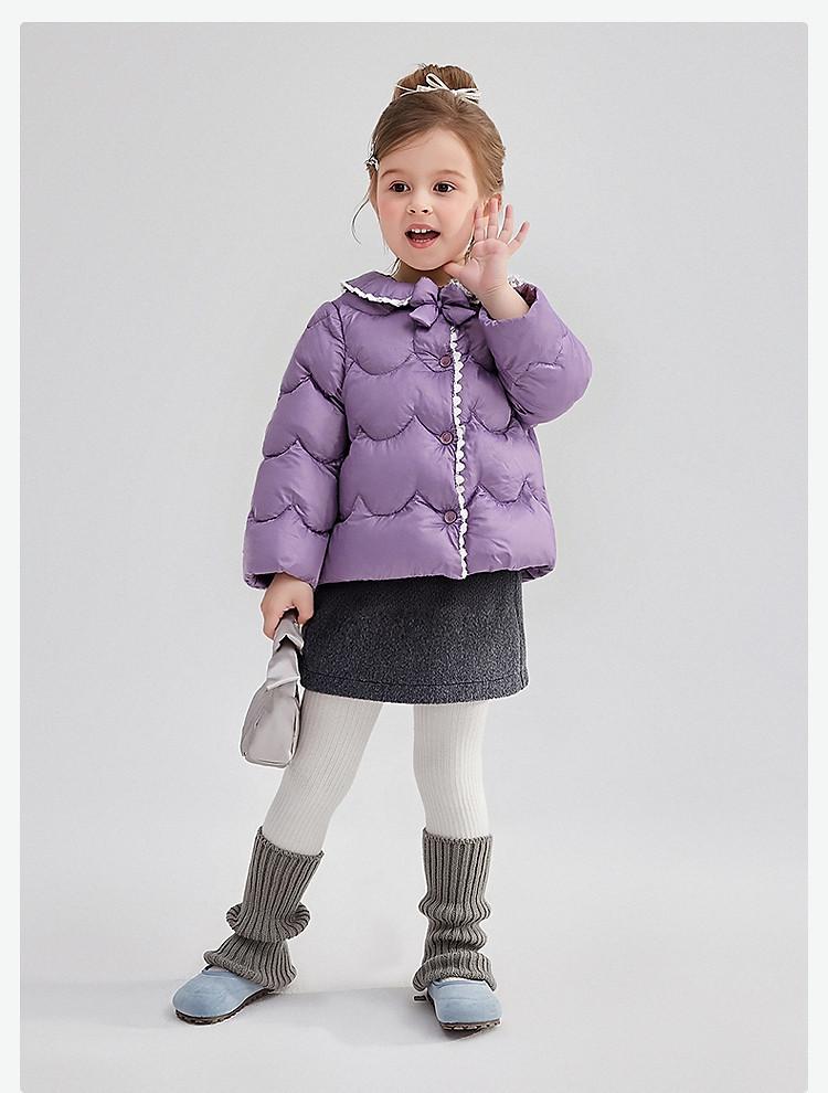 [Lace Bow] Short Down Jacket for Infants and Girls, 25 Winter Children's Warm Casual Top Coat