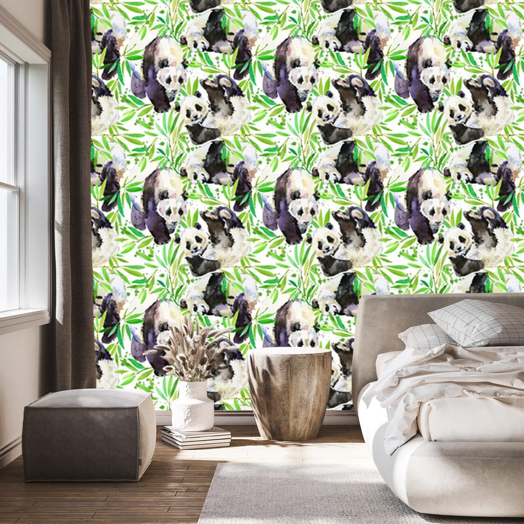 Painted Pandas Wallpaper for Living Room and Bedroom 50x1000