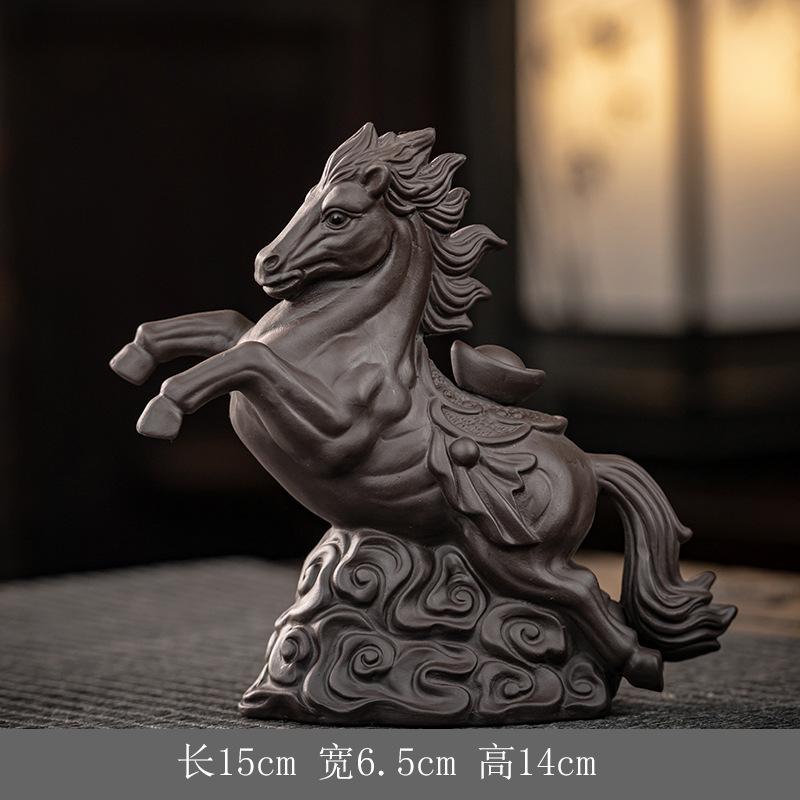 

Purple Clay Ingot Fortune Horse Tea Pet Retro Flowerpot Landscaping Tea Figurine Play Toys Tea Statue Ornaments Workmanship Gift