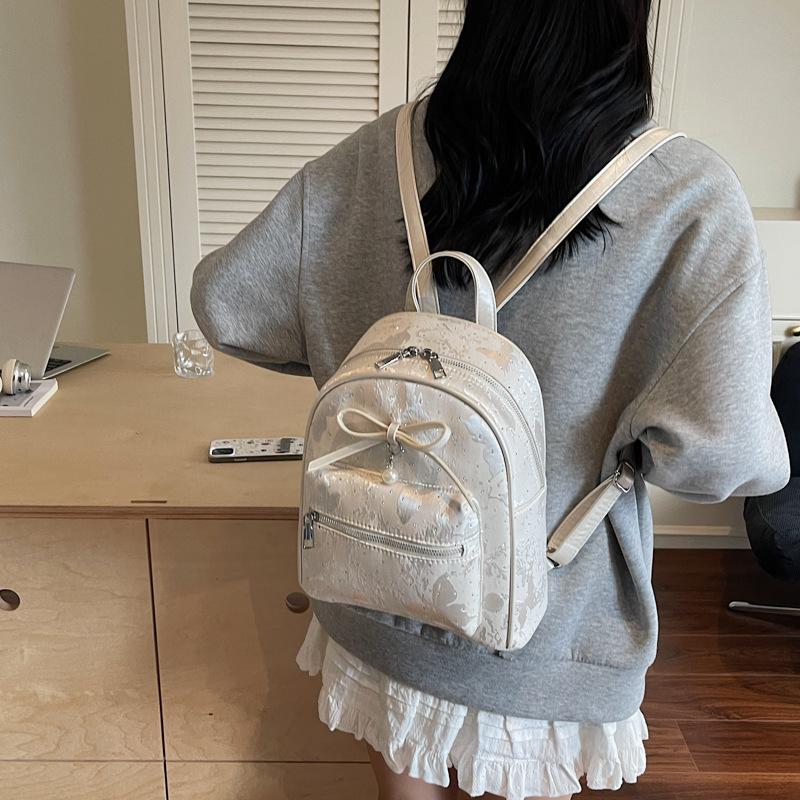 College Style Women's Shoulder Bag New Summer Fashion Bow Small Backpack Shopping Commuter Bag