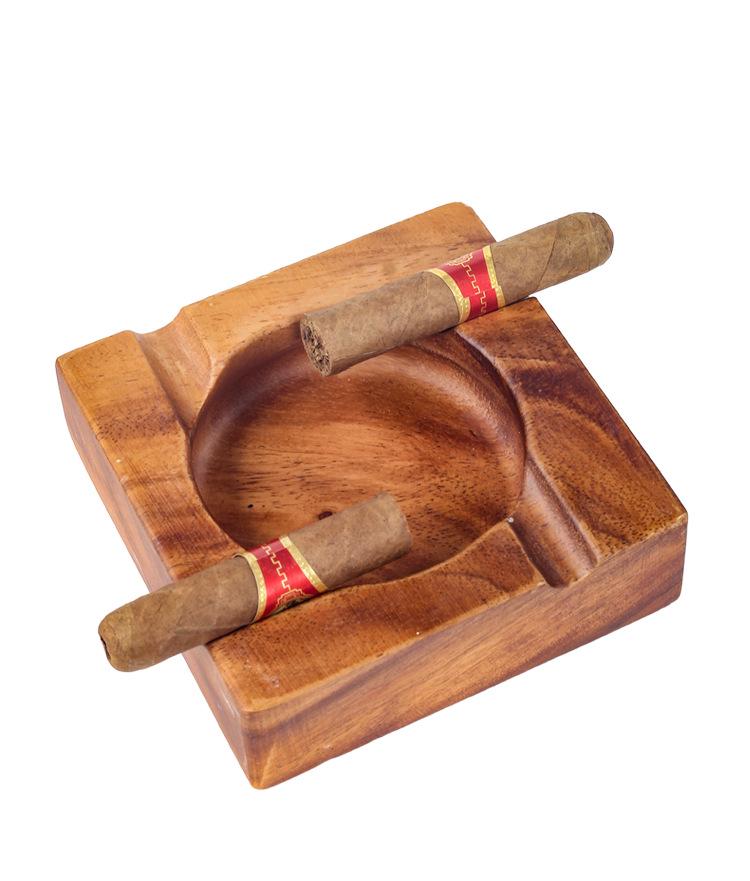 Walnut Solid Wood Cigar Ashtray - Large Slot, Drop-proof for Home, Living Room, Tea Room, Hotel.