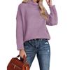 Fashionable Women's High-neck Knitted Sweater With Long Sleeves And Rolled Hem