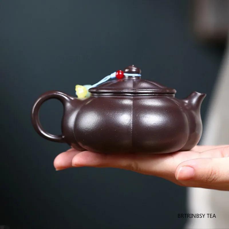 Chinese Yixing Purple Clay Teapot Tradition Handmade Tea Pot Beauty Tea Infuser Kettle Household Zisha Tea Set Accessories 190ml