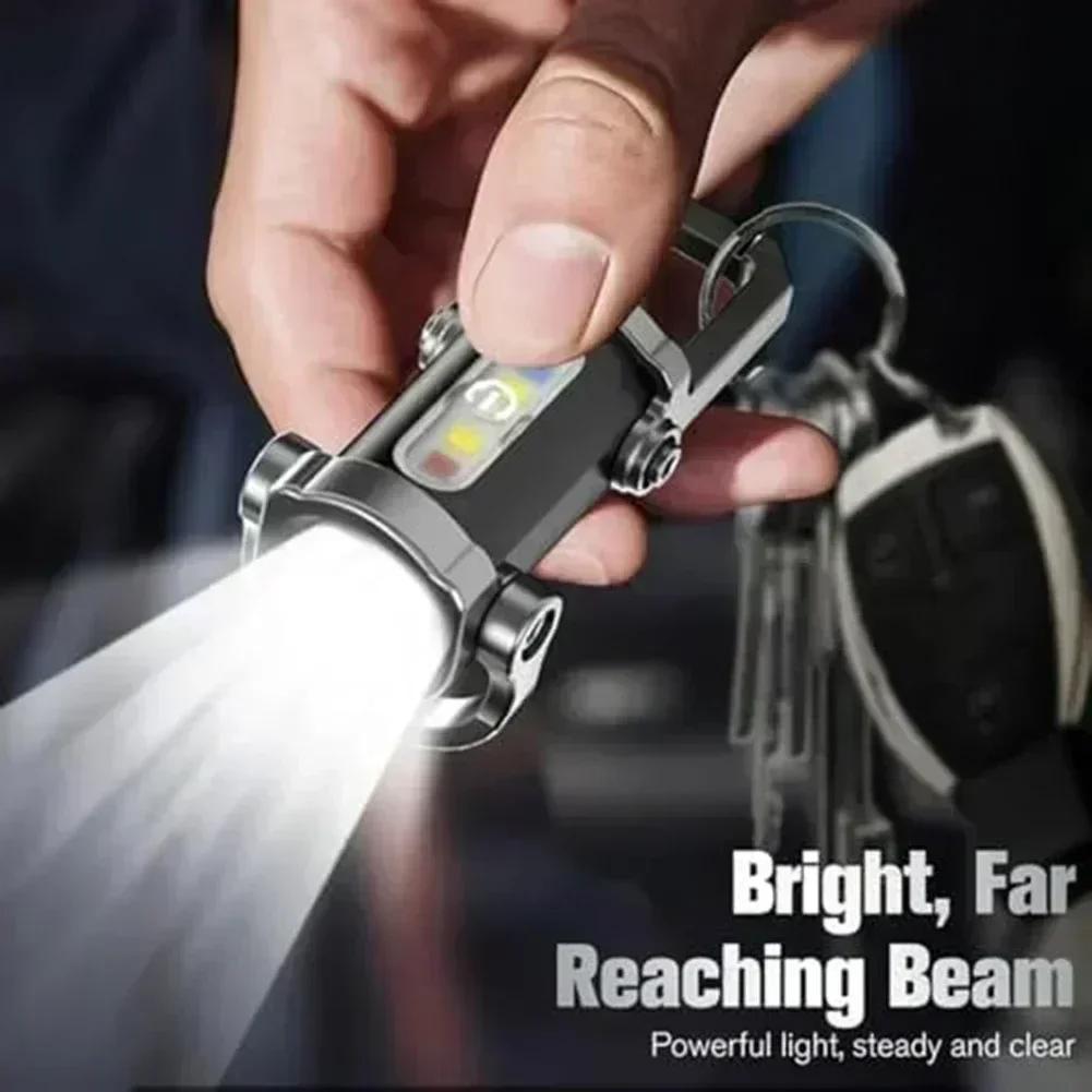 USB Rechargeable Compact Keychain Flashlight with Bright LED Light for Hiking Camping Running and Everyday Use