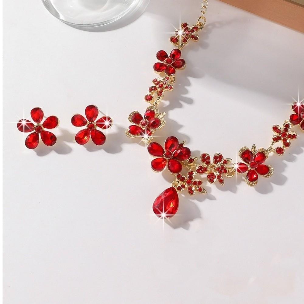 Exquisite Flower Pendant Necklace Genteel Temperament Women Jewelry Set Dating