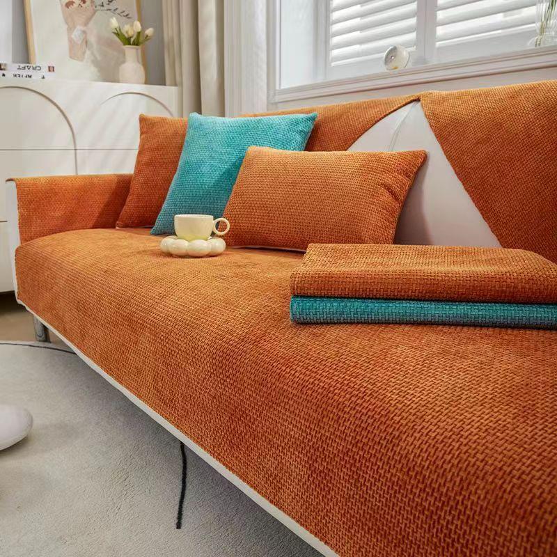 Chenille Sofa Cushion Simple Modern Solid Color Sofa Cover Four Seasons Universal Non-Slip Cushion Full Cover Cloth