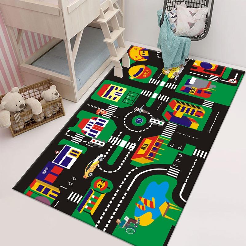 City Traffic Parking Carpet Cartoon Educational Children Play Mat Non Slip Rugs for Bedroom Decor Home Decoration Washable Rug