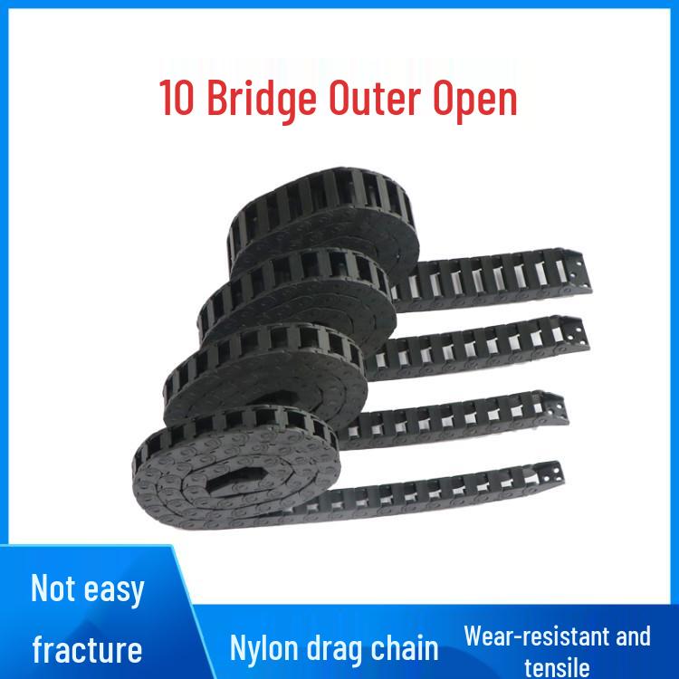 Enhanced Nylon Cable Drag Chain - Bridge Type with Outer Opening for Machine Tool Protection