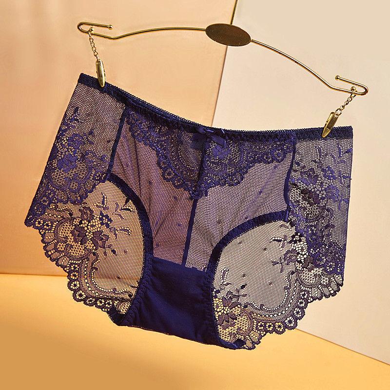 Plus Size Lace Panties High Waist Women Pants Sexy Hollow Lingerie Female Mesh Breathable Briefs