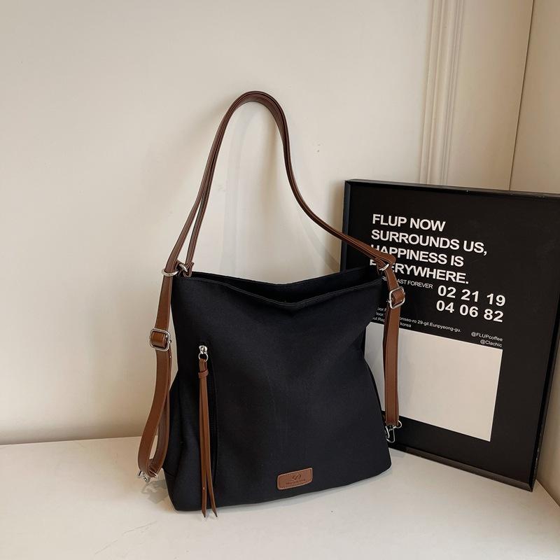 Student Class Canvas Bag Women's 2025 New Spring Large-capacity Backpack Commuter Shoulder Underarm Tote Bag