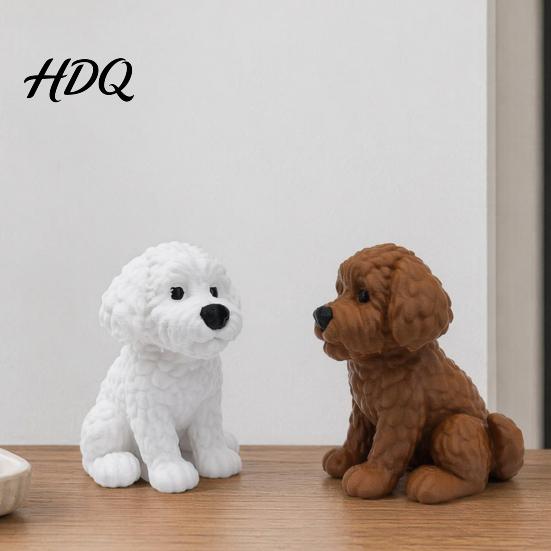 Desktop Dog Ornament 3D Printed Figurine Cute Small Puppy Statue Collectible Figurine Animal for Home Office Desk Shelf Decoration