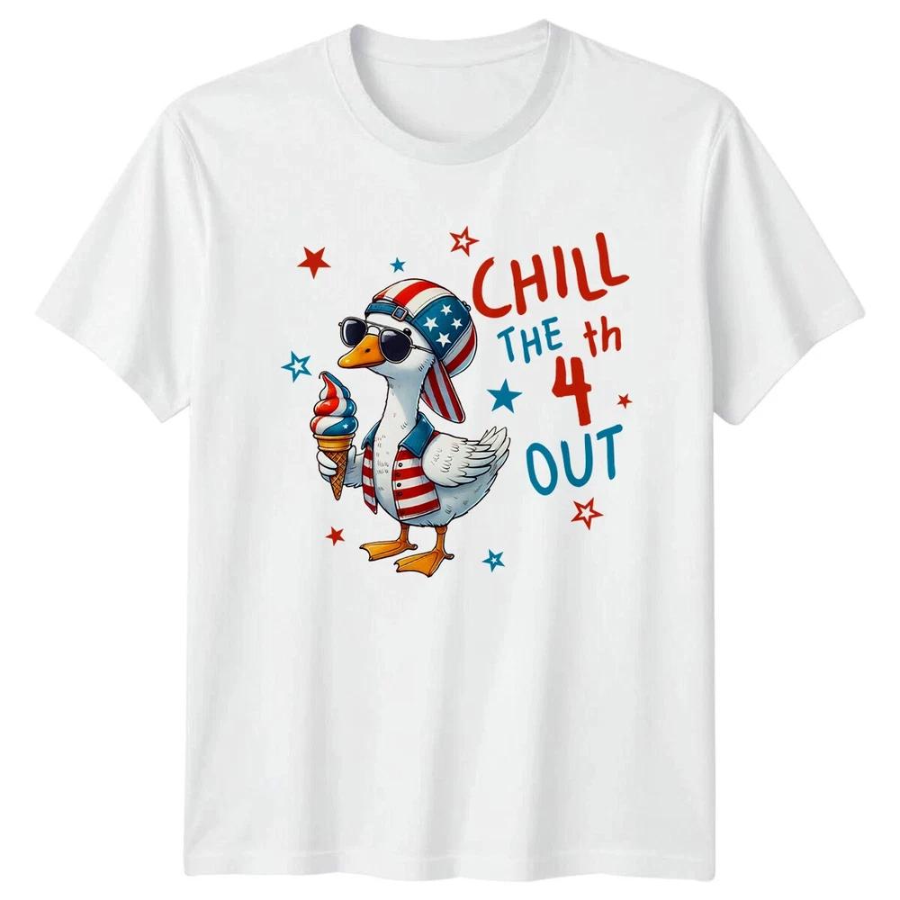 Chill The 4th Out Goose 4th Of July Holidays Unisexs TShirt S