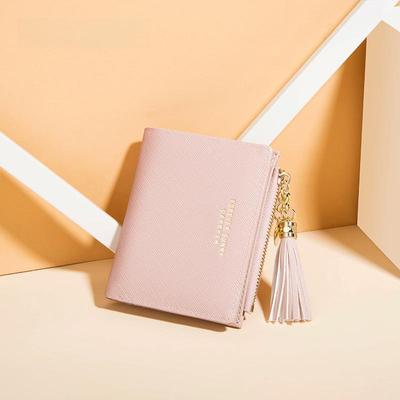 Portamonete con Cerniera e Nappe Stile Coreano - Portafoglio da Donna con Motivo a Croce