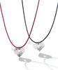 Real Silver Punched Heart Pendant String Necklace (C2601-AN981)
