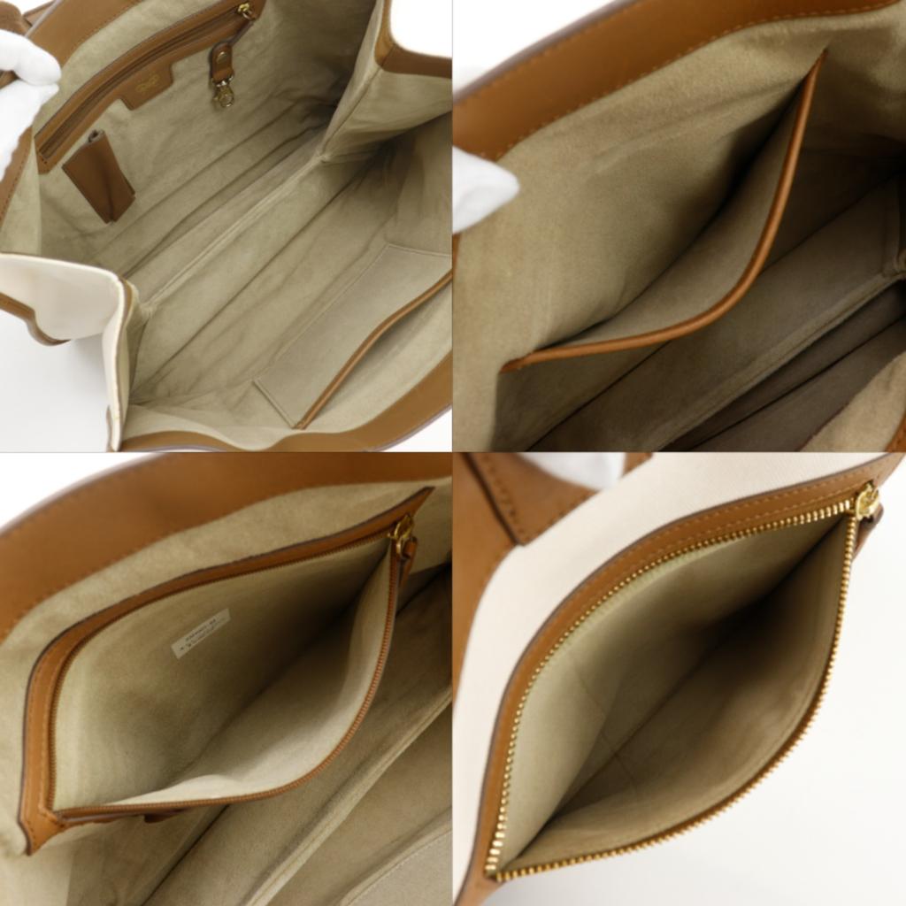 Anya Hindmarch Tote Bag Brown / White canvas/leather Women Used