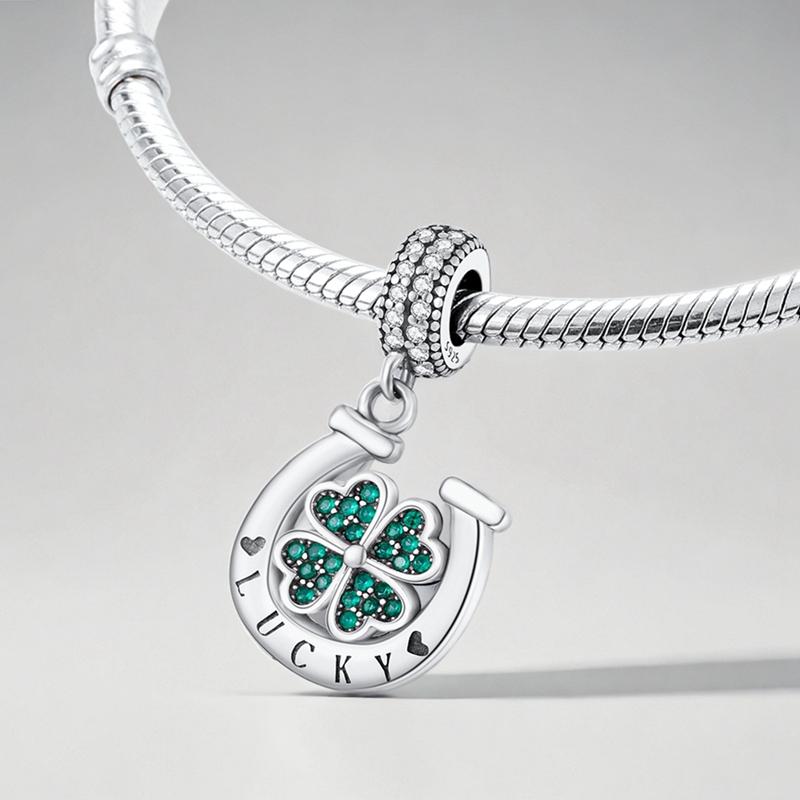 Charms 925 Silver Four-leaf Cover Bead Pendant Jewelry Fit Original Bracelet For Women DIY Party Gifts