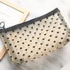 Mesh Cosmetic Makeup Bags Case Holder Zipper Heart Printed Pencil Case Pouch