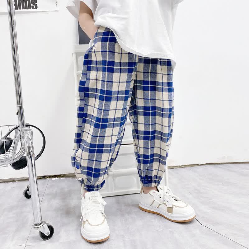 Tonlion Boys' Plaid Casual Pants