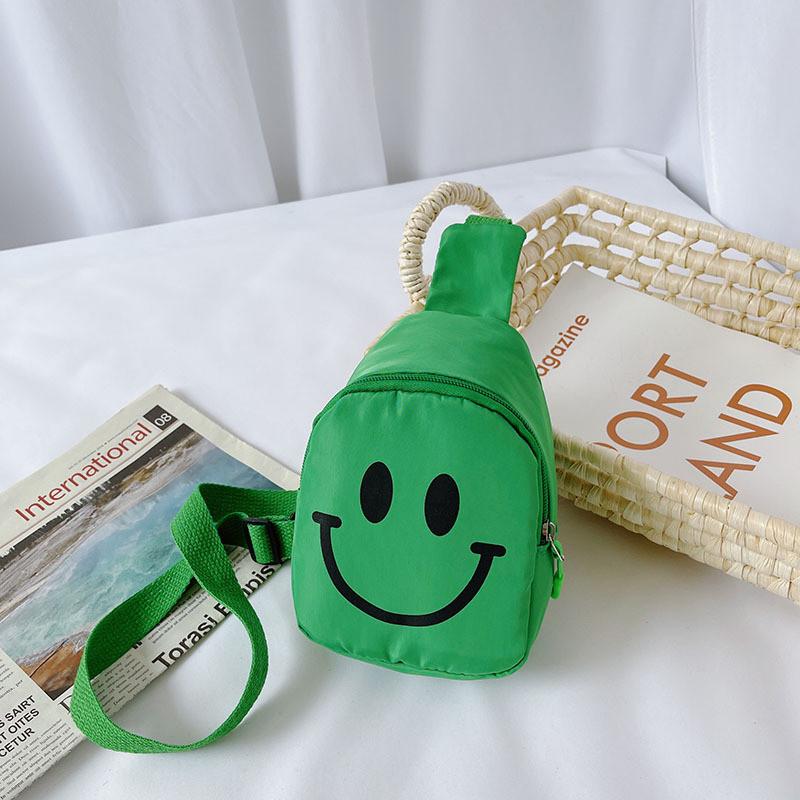 Trendy Children's Canvas Crossbody Bag With Smiley Face Design For Boys And Girls