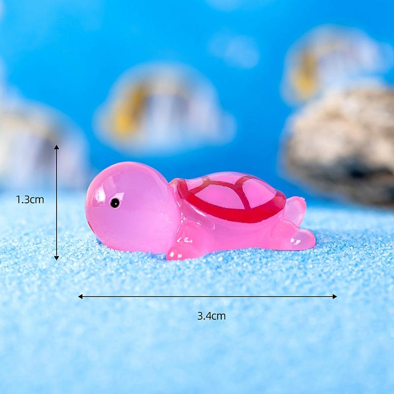 10Pcs Mini Turtle Miniature Figurine Resin Luminous Cute Turtle Ornaments Home Office Micro Landscape Creative Gift For Kid