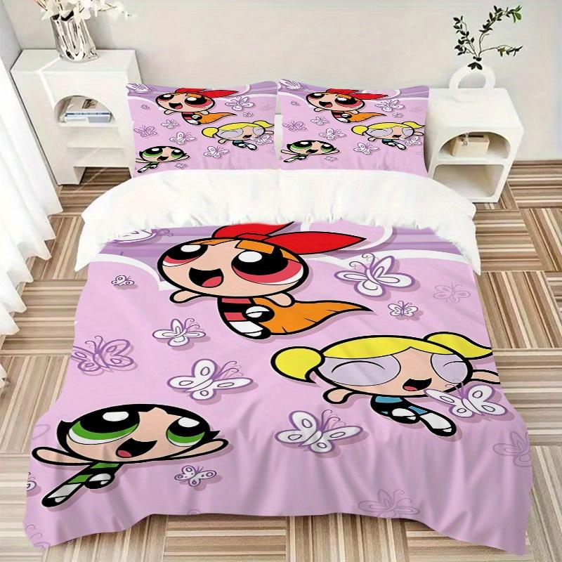 

3 шт. Комплект постельного белья «Сила бабочки» (Powerpuff Girls) с пододеяльником и наволочками, подходит для всех сезонов(Без вкладыша)-0729003 135x200cm