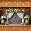 Wedding Photo Backdrop String Light Accent Whiskey Party Banner Rustic Wedding Banner White Floral Design For Wedding Photo