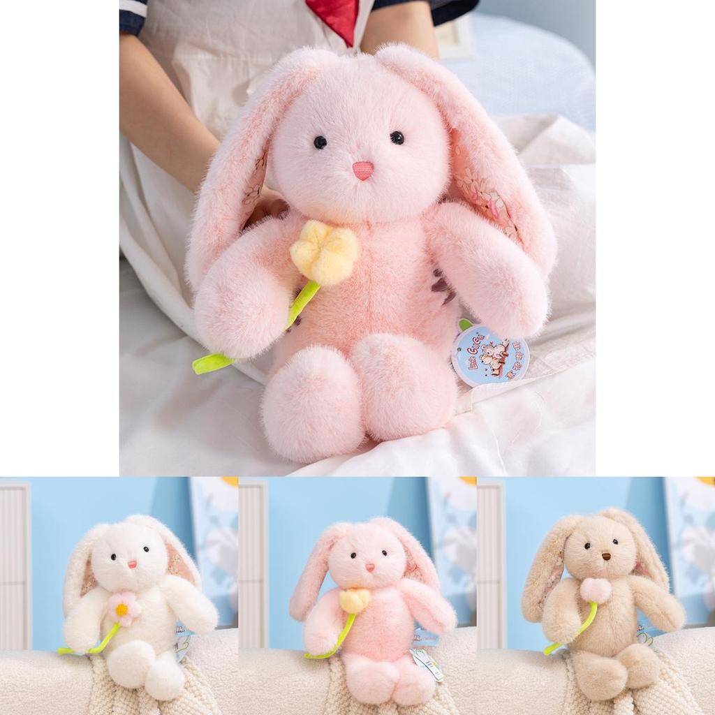 Plush Bunny Toy Gift For Valentines Day With Flower Design For Girls