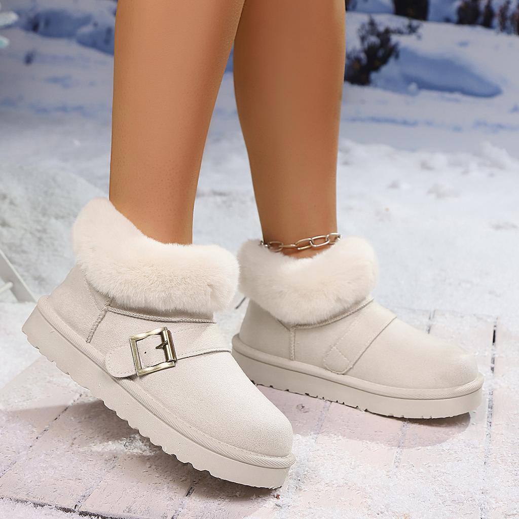 Snow Boots 2025 New Warm and Fashionable Short-cut Fleece Thickened Buckle Snow Boots for Women