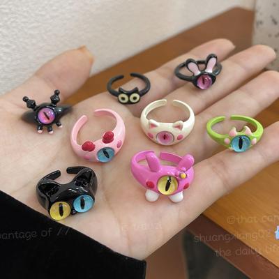 Adjustable Cute Cartoon One-Eyed Monster Ring for Women – Funny Big-Eyed Mike Design