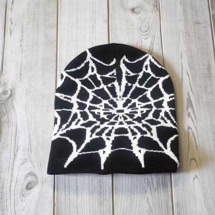 Cross-Border Spider Web Knit Beanie - Versatile, Cold-Proof, Warm, Individualistic Hip-Hop Brimless Hat