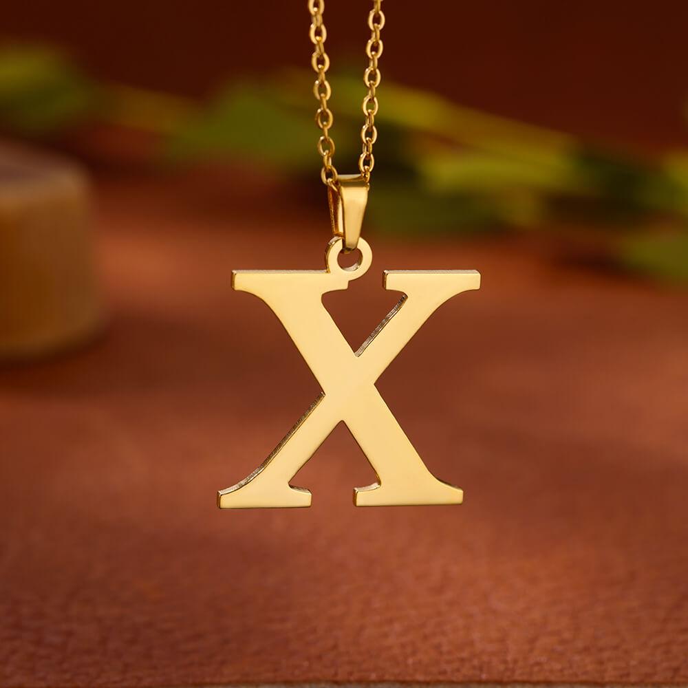 Elegant Initial Letter Stainless Steel Necklace Women Gold Color Alphabet Pendant Necklaces Vintage Waterproof Zircon Gifts